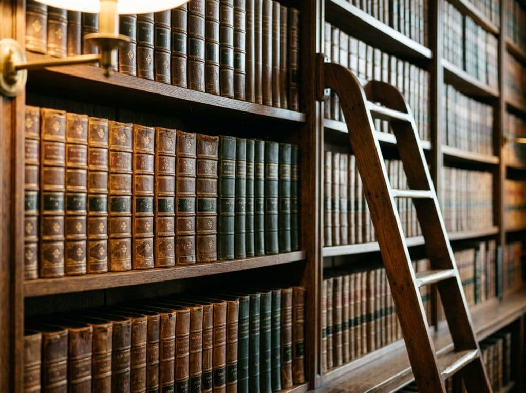 Libros de derecho y códigos legales de una abogada en Vilagarcía con 24 años de experiencia